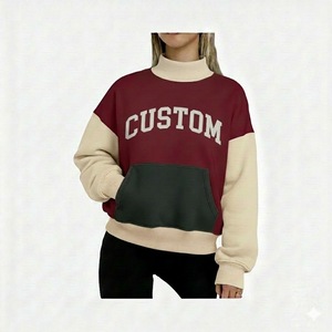 เสื้อสเวตเชิ้ตผู้หญิงคอเต่า แขนยาว ผ้าฟลีซ หนานุ่ม อุ่นสบายสำหรับฤดูหนาว ทรงหลวมไหล่ตก โอเวอร์ไซส์ ปักลายด้านหน้า ขายดี - Product Image 4