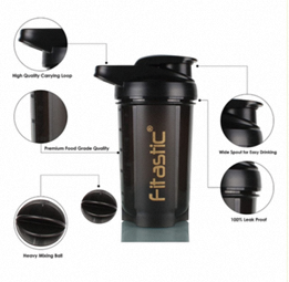 Plastic <b>Protein</b> Shaker <b>Bottle</b> With Lid Reusable For Travel Minimalist Design 500ml - Product Image 2