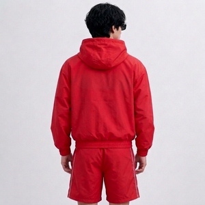 Custom Unisex Polyester Windbreaker Two Piece Set Lightweight Full Sleeve <b>Zip</b>-<b>Up</b> <b>Jacket</b>&Shorts Regular Fit Streetwear Tracksute - Product Image 2