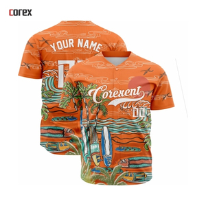 Corex Full Print <b>Baseball</b> Jersey Men's Red Summer Breathable Polyester Short Sleeve Sport Apparel - Product Image 6