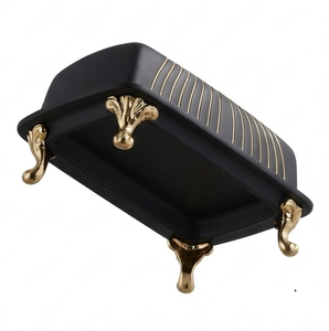 Beurrier en acier inoxydable noir avec revêtement poudré, rangement de comptoir, ustensile de cuisine moderne en métal - Product Image 4