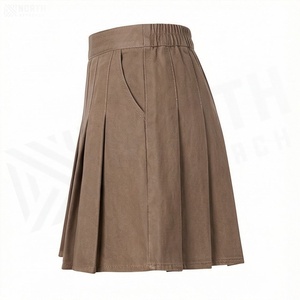 Minifalda Plisada para Mujer, Color Sólido, Cintura Alta, Corte Regular, Tejido de Tela, Cómoda, Estilo para Todas las Temporadas - Product Image 3