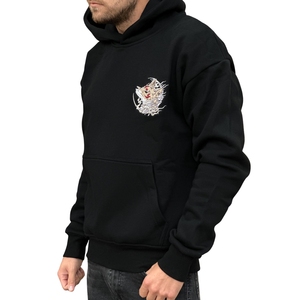 Sudadera con Capucha de 9 Colas con Bordado Intenso e Impresión Digital de Kitsune Japonés |   Felpa de Algodón 100% de 400 GSM para Invierno, Edición Folklore - Product Image 2