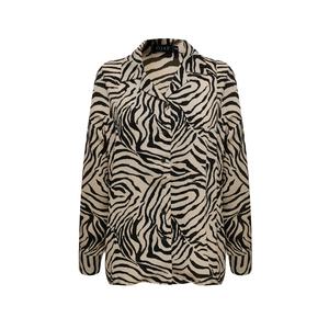 Blusa Ecológica de Algodón Satinado con Estampado de Cebra para Mujer, Cuello en V, Manga Larga, Corte Holgado, Tallas Grandes, Ropa de Verano 2026 - Product Image 1