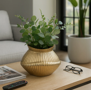 Handcrafted Metal <b>Vase</b> with <b>Unique</b> Detailing for Modern Interiors Golden Polished Finished Customized Shape & Size Metal <b>Vase</b> - Product Image 2