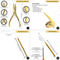 Kit d'outils pour extensions de cheveux en acier inoxydable de qualité chirurgicale, pinces pour micro-anneaux nano, aiguilles de tirage, étui de couleur personnalisée pour salon