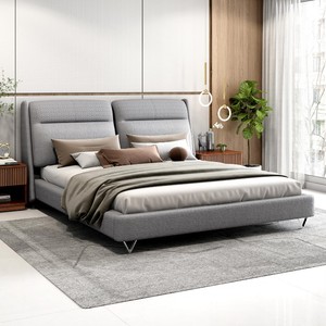 Modern Upholstered Fabric <b>Bed</b> Frame <b>with</b> Metal Legs King Size Soft <b>Bed</b> <b>with</b> Quilted Headboard and Footboard Minimalist Design - Product Image 1