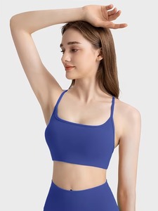 Women Backless Crossover Strap Workout <b>Crop</b> <b>Top</b> Soft Elasticity Dance Training Bralette Medium Support Athletic Activewear - Product Image 2