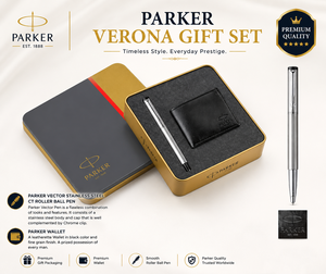 ชุดปากกาโรลเลอร์บอลสเตนเลสสตีลพรีเมียม Parker ดีไซน์ลายนูนทำมือ เหมาะสำหรับของขวัญรับปริญญา ของที่ระลึกส่งเสริมการขาย สำนักงานธุรกิจ - Product Image 1
