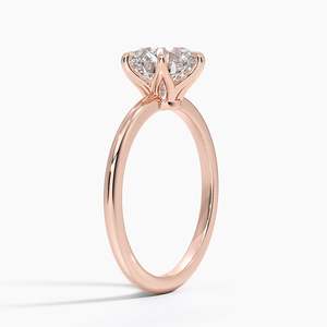 Bague de fiançailles solitaire en moissanite taille ronde or rose, bague de mariage de luxe pour mariée - Product Image 6