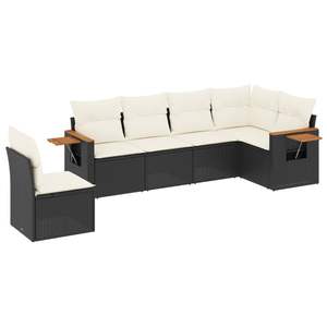 Garden <b>Sofa</b> <b>Set</b> Black And Cream Outdoor Rattan With Cushions Waterproof Contemporary Design For Garden Use - Product Image 2