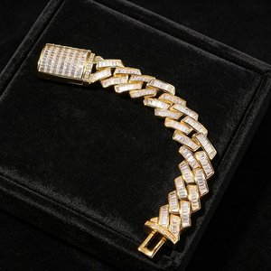 Pulsera Hip Hop de Plata de Ley 925 con Moissanita y Diamantes de Corte Baguette, Estilo Cubano Iced Out, para Uso Unisex - Product Image 4