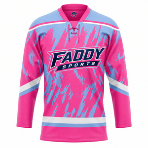 Maillot de hockey sur glace personnalisé par sublimation, respirant, professionnel, pour équipes sportives, hommes, adultes, jeunes, col à lacets, séchage rapide - Product Image 1