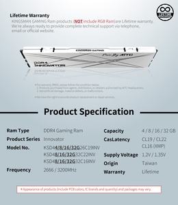 Aitc Kingsman Memoria 16GB DDR4 3200MHz RAM para Gaming Desktop-Stock - Product Image 4