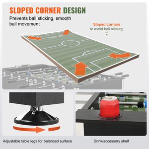 Tavolo da Calcio Balilla da Interno da 55 Pollici, Dimensioni Standard, in Metallo e MDF, per Casa e Sala Giochi Familiare - Product Image 4