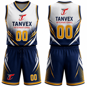Conjunto de Camiseta de Baloncesto Sublimada TANVEX International, Cuello en V, Sin Mangas, Absorbe la Humedad, Unisex, Adulto, Todas las Temporadas, Color Sólido, 100% - Product Image 3