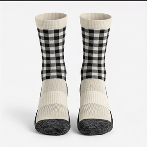 Crew Socks Plaid Pattern Breathable Knitted Adult Casual Daily Wear Standard Thickness - Product Image 1