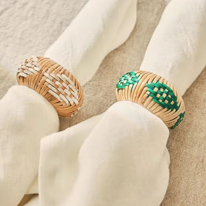 Anneau de serviette en rotin personnalisable, décoration de table en osier naturel, anneau de serviette en rotin Dynamite pour table à manger, décoration de restaurant - Product Image 1