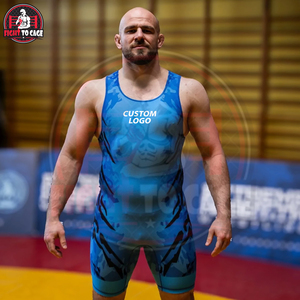 Équipement sportif professionnel, vente en gros de combinaisons de lutte tendance imprimées en spandex et polyester, vêtements d'arts martiaux à col rond - Product Image 5