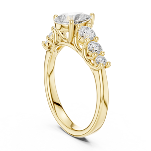 Anillo de Compromiso de Oro Amarillo con Tres Diamantes en Forma de Pera para Mujer, Elegante Joyería Nupcial para Boda - Product Image 3