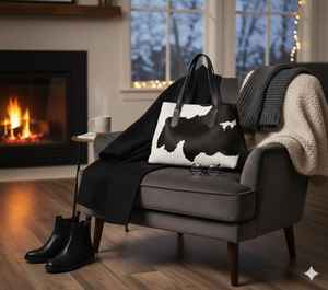 Sac fourre-tout élégant en cuir véritable avec fourrure, broderie tendance pour femme, fermeture éclair, été automne, multifonction LHTB-0018 - Product Image 3