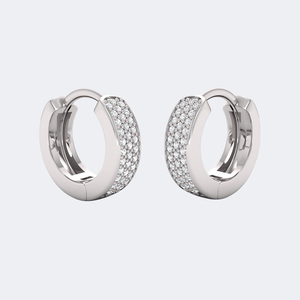 ต่างหูเพชรทรงกลม 0.35 กะรัต แบบฝังเพชรสองแถวทรงห่วง - Product Image 5