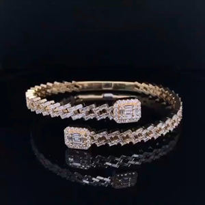 สร้อยข้อมือเงินแท้ 925 ชุบทอง ประดับเพชรโมอิสซาไนต์ Iced Jewelz D VVS ลายโซ่แบบฮิปฮอป สำหรับผู้ชาย ขายส่งสำหรับแร็ปเปอร์ - Product Image 1
