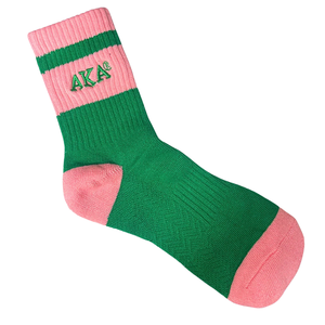 Calcetines Deportivos AKA, Color Verde, Rosa y Blanco, Mezcla de Algodón, Estilo Casual, Medios, Acanalados, Suaves, Transpirables y Cómodos para Uso Diario - Product Image 1
