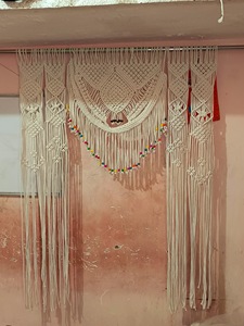 Bohemian Macrame Eco-Friendly Handmade Washable Wedding Arch Outdoor Entryway Hanging Backdrop Tassels Greenery Decor Rectangle - Product Image 2