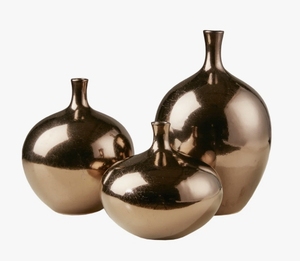 Modern Metallic <b>Vase</b> Set Luxury Bronze Finish Tabletop Decorative Bottles Minimalist <b>Bud</b> <b>Vase</b> Trio Home Decor Centerpiece Wholes - Product Image 2
