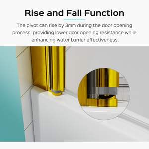 31 \ "W X 55 \" H Puertas de ducha sin marco 1/4 \ "Grueso SGCC Vidrio templado Panel de puerta de pivote de oro cepillado para baño de bañera - Product Image 3