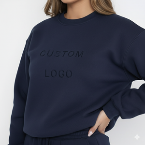 Ensemble décontracté deux pièces pour femme en molleton de coton respirant, col rond, vente en gros OEM, collection hiver - Product Image 3