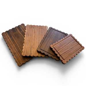 Tabla de cortar de acacia negra maciza con borde festoneado, recién llegada: Bloque de corte hecho en EE. UU. para cocinas - Product Image 2
