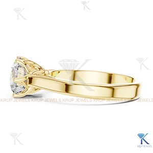 Anillo de Compromiso Clásico de Oro Sólido con Diamante Redondo Cultivado en Laboratorio, Solitario de 6 Puntas - Product Image 6