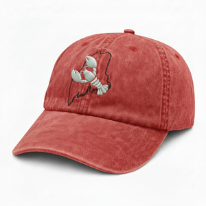 Custom OEM Baseball Cap 100% Cotton Lobster Embroidery Maine State Outline Vintage Washed Dad <b>Hat</b> Trend Cap - Product Image 1