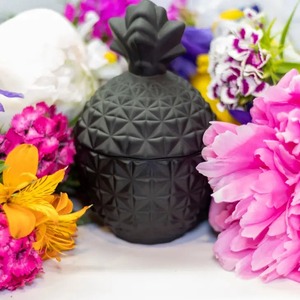 Contemporary design Matt black PVD pineapple candle <b>jar</b> with lid scented soy wax candle unique fruit shape candle container - Product Image 4