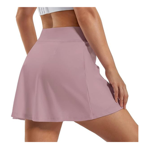 Wholesale Customized Women's Sexy Solid Color Ruffle Pocket High Waist <b>Elastic</b> Flared Breathable Soft Quick Dry women <b>Skirt</b> - Product Image 2