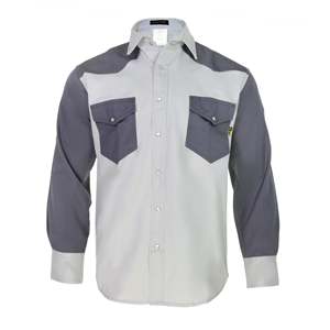Camisa FR resistente al fuego de estilo occidental 88/12, dos tonos, gris claro/gris oscuro, ropa de seguridad 2X-Large - Product Image 1