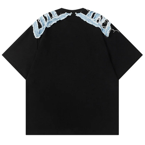 Camiseta con parche en el hombro, ropa estética de hip hop, camiseta de moda Y2K, camisa estilo grunge, camiseta oversize con hombros caídos - Product Image 4