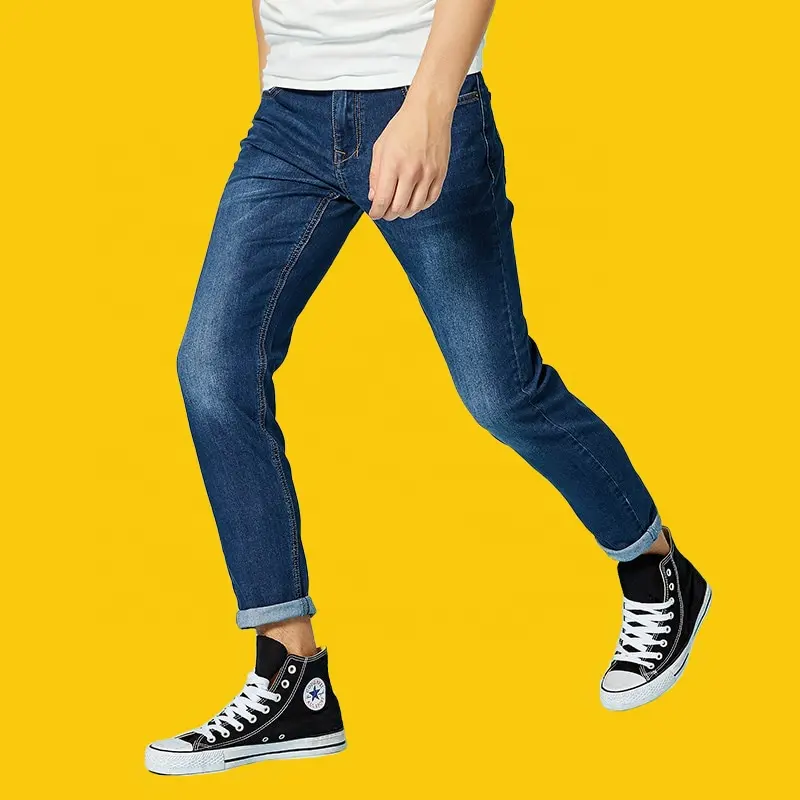 Denim jean pantalon pour hommes mince élégant décontracté plusieurs couleurs lavé prêt pour la vente en gros