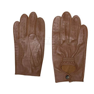 Guantes de Conducción para Hombre, Perforados, de Cuero Marrón de Lujo, Ligeros, Sin Forro, Cómodos, Estilo Clásico, Agarre Seguro - Product Image 1