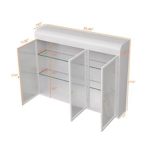 Vetrine in Vetro Bianche a 3 Ante ad Arco da Parete per Cucina, Soggiorno e Bagno, per Stoccaggio in Cucina - Product Image 3