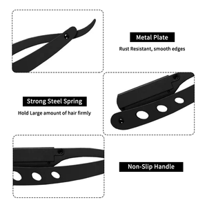 RSI NL-4rr Professional Barber Safety <b>Razor</b> with 5 Blades & Lubricating Strip Trimmer Black/Gold Finish for <b>Men</b> - Product Image 2