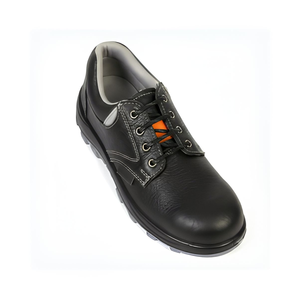 Chaussures de sécurité en cuir noir pour hommes, embout en acier, semelle intermédiaire en Kevlar, semelle en PU, chaussures de travail industrielles - Product Image 1