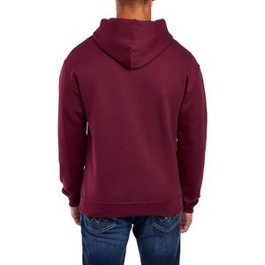 <b>Burgundy</b> <b>Men's</b> Pullover <b>Hoodie</b> Warm Fleece Sweatshirt With Drawcord Hood Kangaroo Pocket And Ribbed Hem Winter Wear Hoodies - Product Image 2