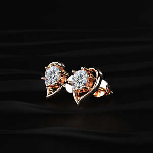 2 TCW Round Moissanite Open Heart Stud <b>Earrings</b> 14K Gold Heart Frame Diamond Studs VVS Moissanite 925 <b>Silver</b> Anniversary Gift - Product Image 3