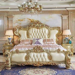 Meubles de chambre à coucher en teck massif Elvarielle, ensemble de chambre à coucher artisanal haut de gamme, élégant et luxueux, avec revêtement en cuir européen - Product Image 6