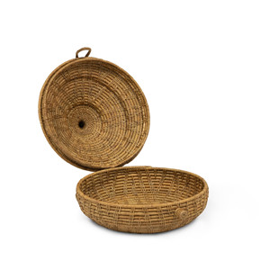 Cesta Redonda de Mimbre Tejida a Mano con Tapa con Lazo Decorativo, Caja de Mimbre Tradicional para Joyas, Decoración de Encimera de Fibra Natural - Product Image 6
