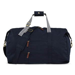 Sac de voyage bleu marine en nylon 600D, capacité 30-40L, avec poignées rayées en nylon et quincaillerie dorée, idéal pour les voyages. - Product Image 2