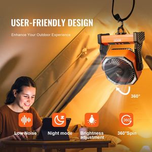 8 pollici lanterna a LED ricaricabile alimentato a batteria ventilatore portatile 4 velocità regolabile personale USB a batteria per la casa in campeggio - Product Image 5
